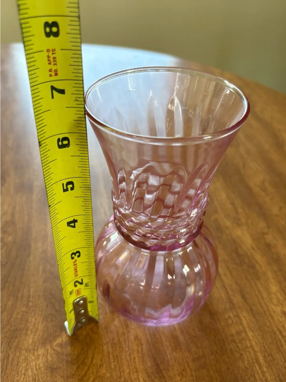 Vintage Indiana Glass Pink Ropes Decorative Glass Vase